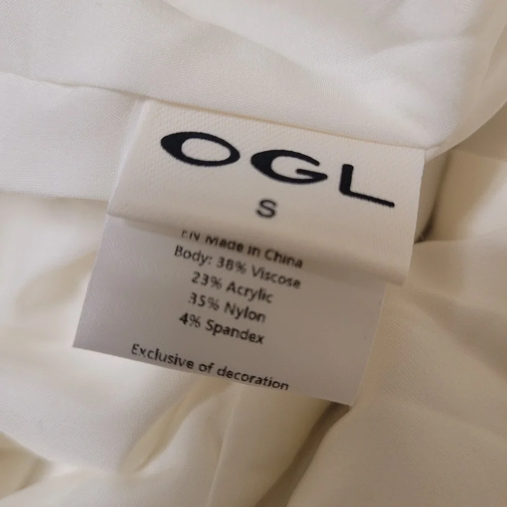 NEW OGL MOVE Ivory Size S Brushed Mid-Waist Split Mini Skirt Beige Off White
